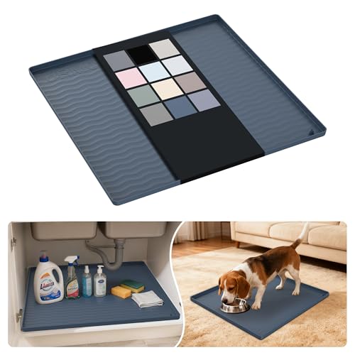 Waterproof Silicone Under Sink Mat 19'' x 19'' Shelf Liner for Kitchen and Bathroom (361 sq inch)