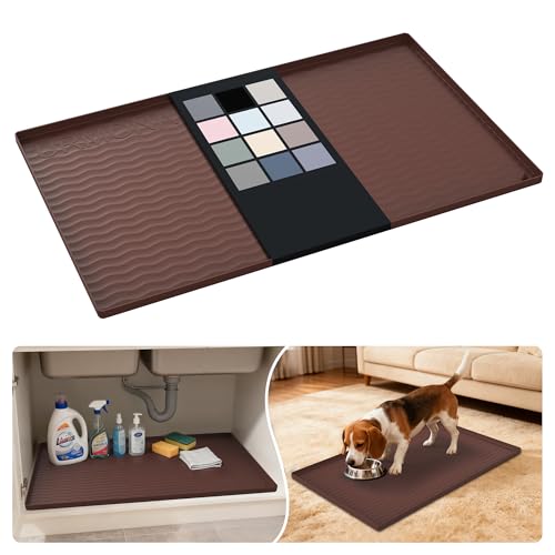 Waterproof Silicone Under Sink Mat 31'' x 19'' Shelf Liner for Kitchen and Bathroom