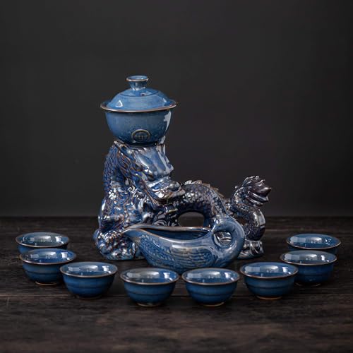 Ceramic Teapot with Infuser Semi Automatic Tea Set Magic Teapot with 8 cups Gradient Color