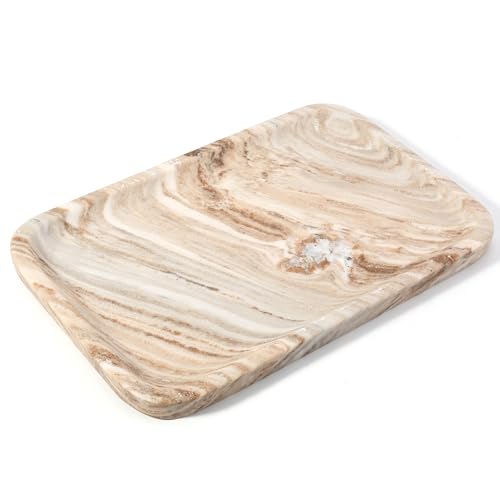 Marble Tray 12"x8" Natural Marble Vanity Tray for Countertop Bathroom Kitchen Dresser
