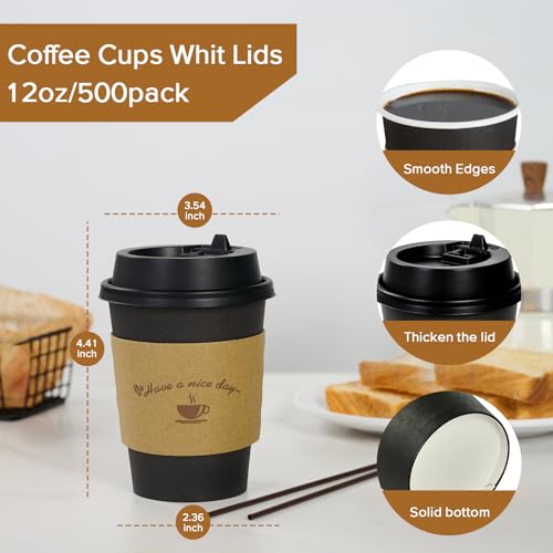 500 Pack 12 oz Disposable Coffee Cups (500 Count)