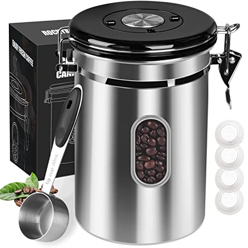 1800ML Airtight Coffee Canister with Date Tracker&Transparent Window