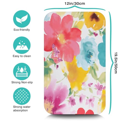 Dish Drying Mat for Kitchen Counter 20x12in Washable Quick Dish Drying Pad Rubber Backed Absorbent Draining Mat Fit Kitchen Counter