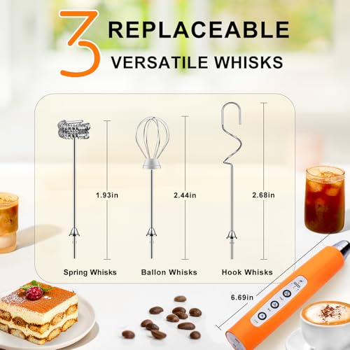Fluorescence Orange Handheld Milk Frother Wand for Coffee