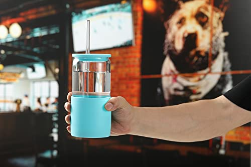 Glass Tumbler with Straw and Lid