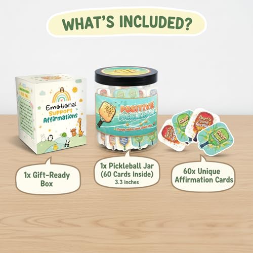 Positive Pickleball Jar With 60 Affirmation Cards