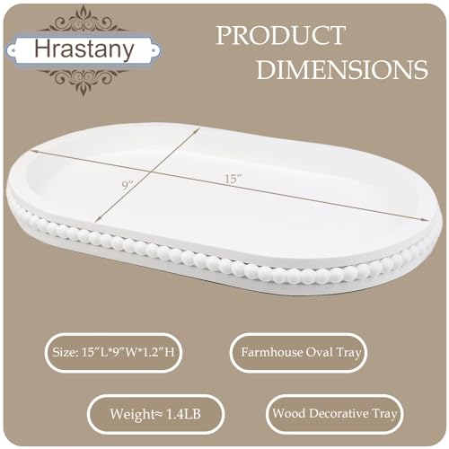 Oval Wood Serving Tray with Wooden Beads