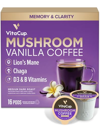 Vanilla Flavored Mushroom Coffee Pods (16 Count)
