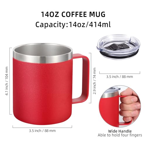 14oz Insulated Stainless Steel Coffee Mug with Lid Bulk 8 Pack (8 Count)