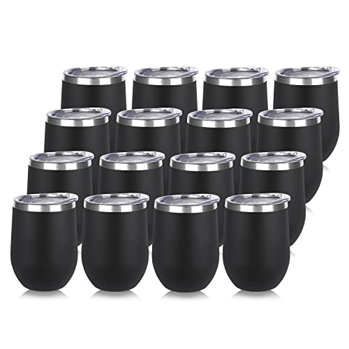 Stainless Steel Wine Tumbler Bulk with Lid (16 Count)