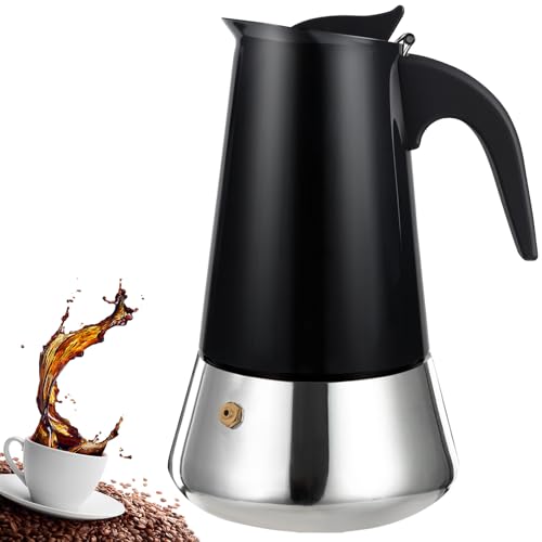 2 Cup Stovetop Espresso Maker Stainless Steel Moka Pot Stove Top Percolator Italian Coffee Makers Capable Mocha Greca Machine Cafe Classic Induction Cookers for Home and Camping 100ml 3.3oz