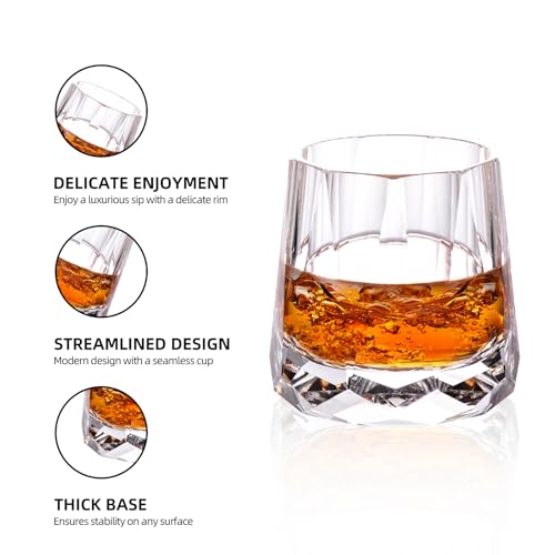 Crystal Whiskey Glasses Set of 2 Handcrafted Old Fashioned Glasses