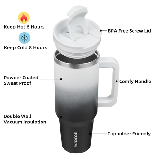 40 oz Insulated Tumbler with Handle & Straw