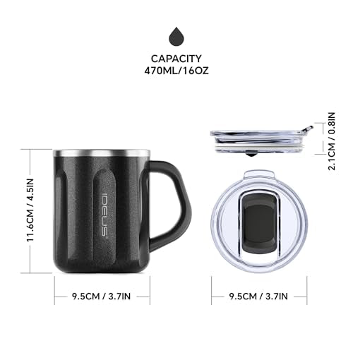16 oz Insulated Coffee Mug with Lid and Handle