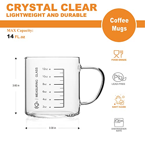 Glass Coffee Tea Cups Set of 2 (2 Count)