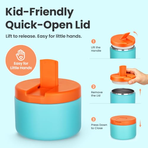 12oz Insulated Vacuum Food Jar with Buckle Lid Wide Mouth Soup Thermo for Hot Food Kids Leakproof Stainless Steel Lunch Container