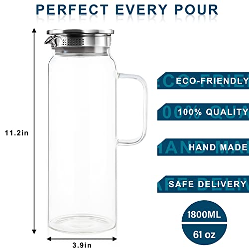 Set of 2 Glass Pitcher with Lid (2 Count)