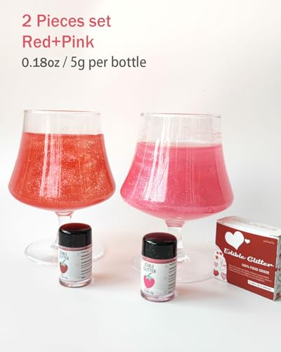 Red Pink Edible Glitter Glimmer Powder for Cakes Drinks