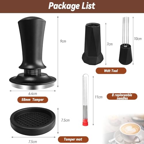 Espresso Tamper Calibrated Spring Loaded Coffee Tamper with Silicone Mat