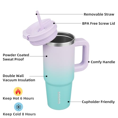 30 oz Insulated Tumbler with Handle & Straw