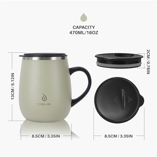 16 oz Insulated Coffee Mug with Lid and Handle