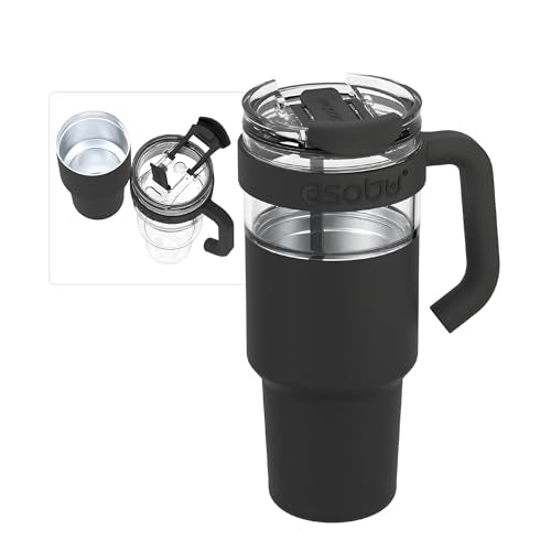 Extra Large Travel Explorer Tumbler for Hot and Cold with Stainless Steel Removable Coffee Mug Sleeve