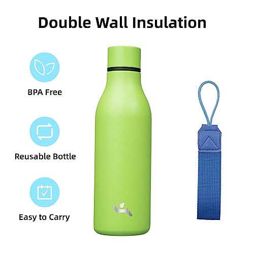 18 oz Insulated Stainless Steel Metal Water Bottle with Strap