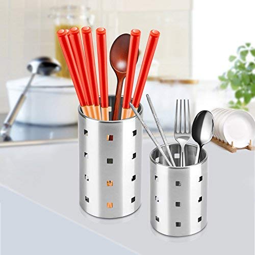 Chopsticks Holder Stainless Steel Utensil Holder Drying Rack Circular Hole Tableware Storage Rack Organizer