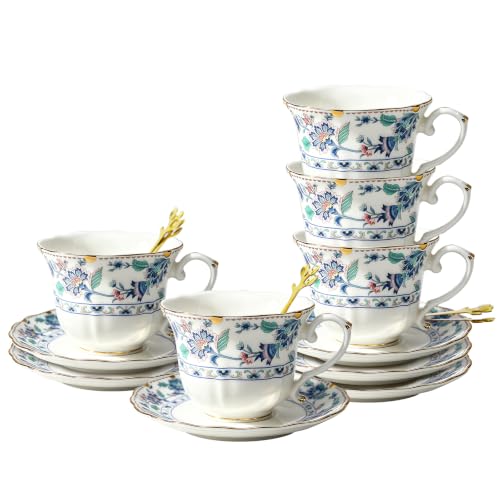 Bone China Tea Cup and Saucer Set (6 Count)