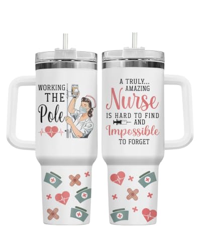 Funny Nurse Working 40 oz Tumbler with Handle