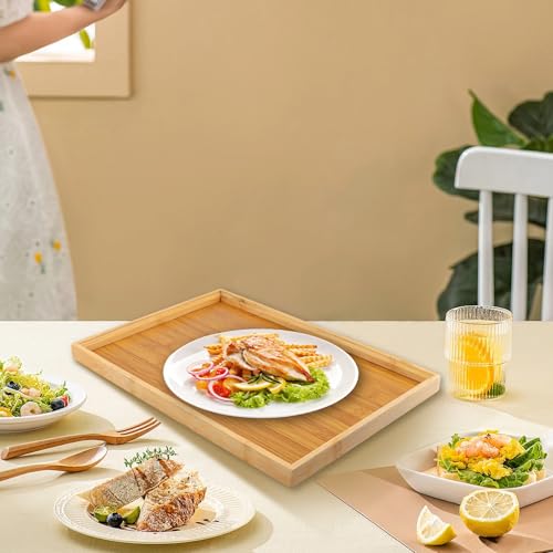 3 Pack Rectangular Bamboo Serving Tray (3 Count)
