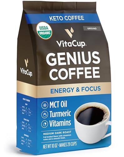 Genius Keto USDA Organic Ground Coffee with MCT Oil (10 Ounce)