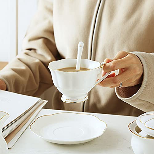 Utility 19 Pieces Tea Sets for Adults with Teapot Afternoon Tea Set Bone China Coffee Cup and Saucer Sugar Bowl and Milk Jug Gift for Wedding Teapots