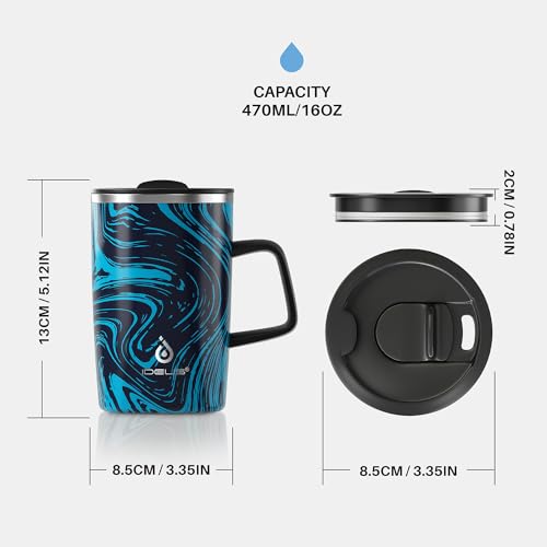 16 oz Insulated Coffee Mug with Lid and Handle