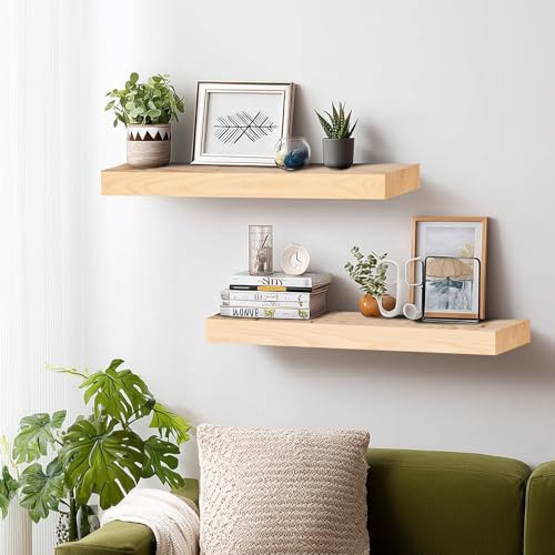 Solid Wood Floating Shelves (2 Count)
