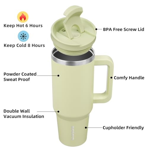 40 oz Insulated Tumbler with Handle & Straw