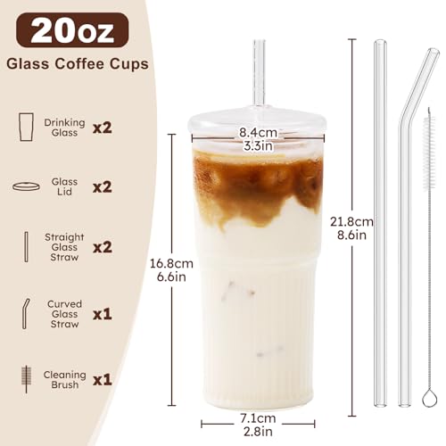 Glass Cups with Lids and Straws (2 Count)