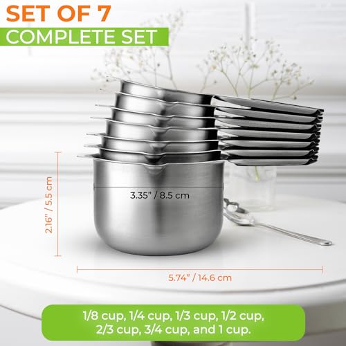 Magnetic Stainless Steel Measuring Cups Set of 7 Patented Black (7 Count)