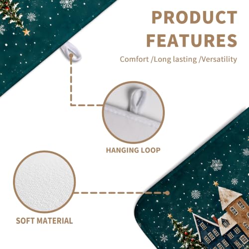 Winter Christmas Dish Drying Mats Xmas Forest House Dish Mat Snowflake Drying Matt Dishes Dryer Pad for Kitchen Counter Absorbent Microfiber Washable Foldable Reusable 18x24 in