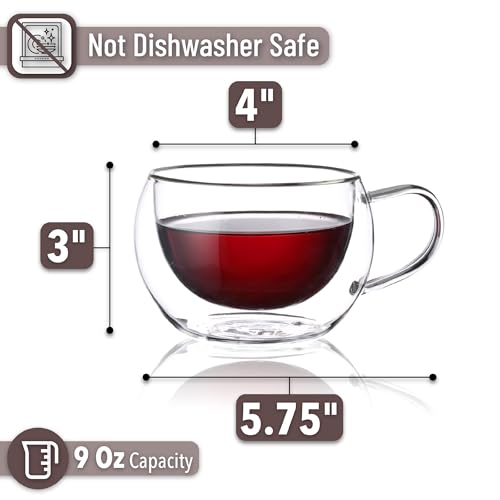 BTaT Double Walled Glass Coffee Mugs (4 Count)