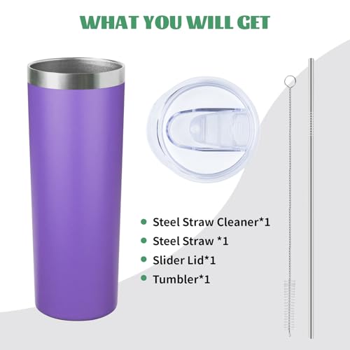 20 oz Skinny Tumbler with Lid and Straw (4 Count)