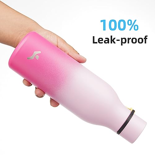 18 oz Insulated Stainless Steel Metal Water Bottle with Strap
