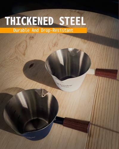 4oz Metal Espresso Shot Cups with Wooden Handle (2 Count)