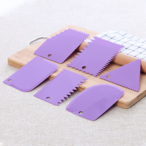 6pcs Cake Scraper Decorating Comb and Icing Smoother Reusable Bread Cream Pizza Cutter (6 Count)