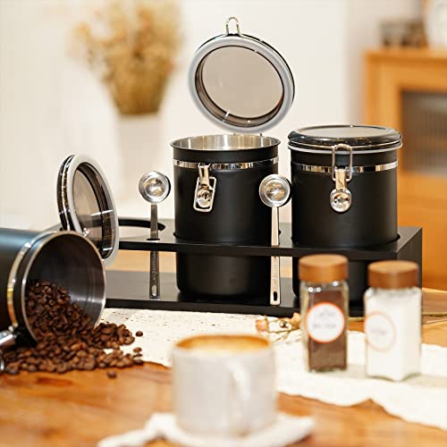 3×63OZ Stainless Steel Coffee Container with Shelf and Scoop for Coffee Bar (80 Ounce)