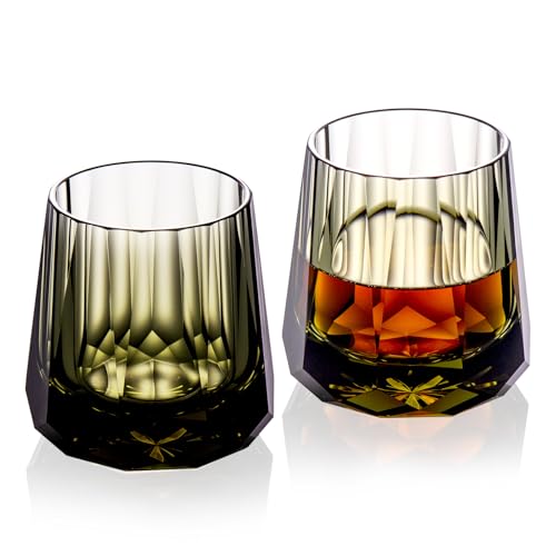Crystal Whiskey Glasses Set of 2 Handcrafted Old Fashioned Glasses (2 Count)