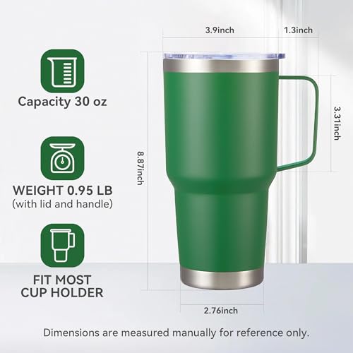 30 oz Stainless Steel Tumblers Bulk with Handle and Lid (8 Count)