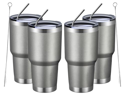 30oz Insulated Tumbler With Lids and Straws (4 Count)