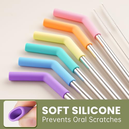 6 Pack Metal Straws with Silicone Tip Fit for Stanley 14 (6 Count)