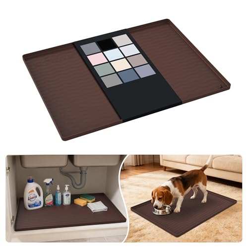Waterproof Silicone Under Sink Mat 25'' x 19'' Shelf Liner for Kitchen and Bathroom
